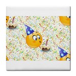 happy birthday emoji Tile Coaster