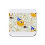 happy birthday emoji Rubber Coaster (Square)