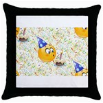 happy birthday emoji Throw Pillow Case (Black)