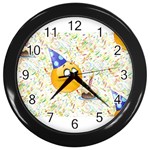 happy birthday emoji Wall Clock (Black)