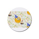 happy birthday emoji Rubber Coaster (Round)