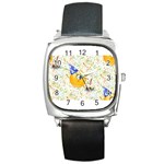 happy birthday emoji Square Metal Watch