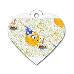 happy birthday emoji Dog Tag Heart (One Side)