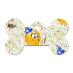 happy birthday emoji Dog Tag Bone (One Side)