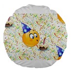 happy birthday emoji Large 18  Premium Round Cushion 