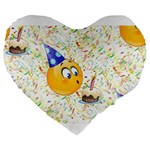 happy birthday emoji Large 19  Premium Heart Shape Cushion