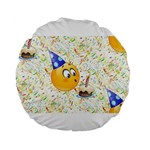 happy birthday emoji Standard 15  Premium Flano Round Cushion 