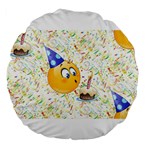 happy birthday emoji Large 18  Premium Flano Round Cushion 