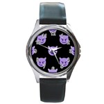 satan Emoji  Round Metal Watch