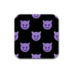 satan Emoji  Rubber Square Coaster (4 pack)