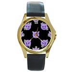 satan Emoji  Round Gold Metal Watch