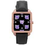 satan Emoji  Rose Gold Leather Watch 