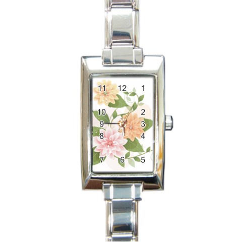 flower035 Rectangular Italian Charm Watch from ArtsNow.com Front