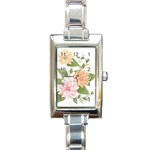 flower035 Rectangular Italian Charm Watch