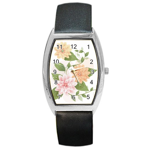 flower035 Barrel Style Metal Watch from ArtsNow.com Front