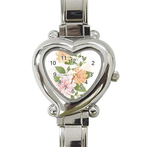 flower035 Heart Italian Charm Watch from ArtsNow.com Front