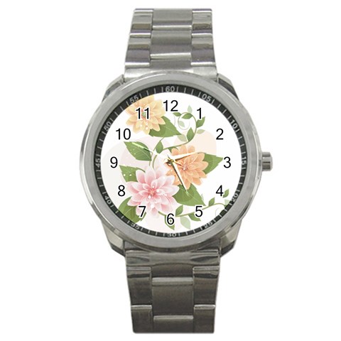 flower035 Sport Metal Watch from ArtsNow.com Front