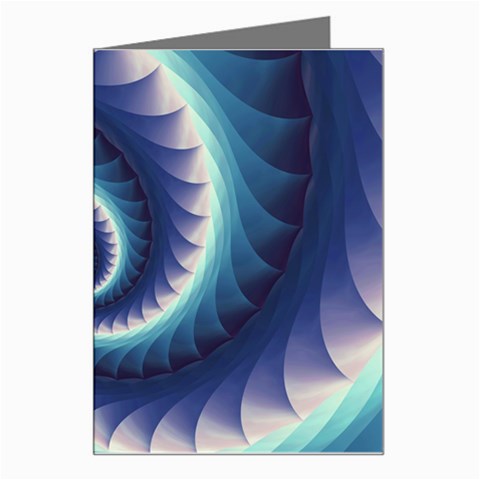 Purple & Aqua Spiral Fractal  Greeting Card from ArtsNow.com Left