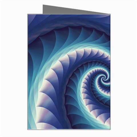 Purple & Aqua Spiral Fractal  Greeting Card from ArtsNow.com Right