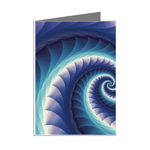 Purple & Aqua Spiral Fractal  Mini Greeting Cards (Pkg of 8) from ArtsNow.com Right