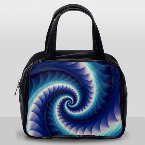 Purple & Aqua Spiral Fractal  Classic Handbag (One Side) from ArtsNow.com Front