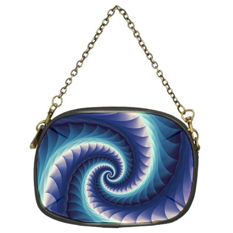 Purple & Aqua Spiral Fractal  Chain Purse (Two Sides) from ArtsNow.com Back