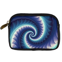 Purple & Aqua Spiral Fractal  Digital Camera Leather Case from ArtsNow.com Front