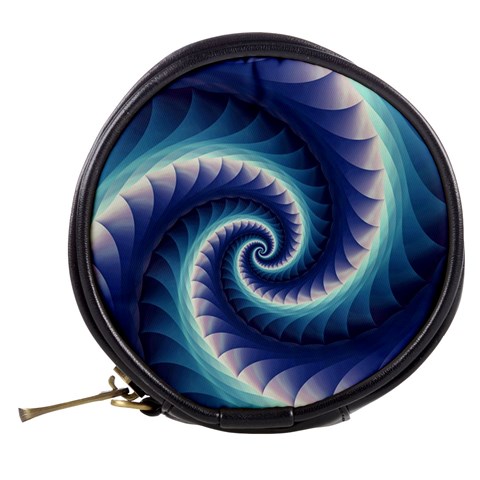 Purple & Aqua Spiral Fractal  Mini Makeup Bag from ArtsNow.com Back