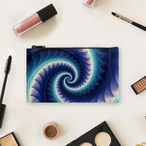 Purple & Aqua Spiral Fractal  Cosmetic Bag (Small) from ArtsNow.com Front