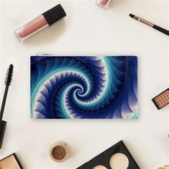 Purple & Aqua Spiral Fractal  Cosmetic Bag (Small) from ArtsNow.com Front