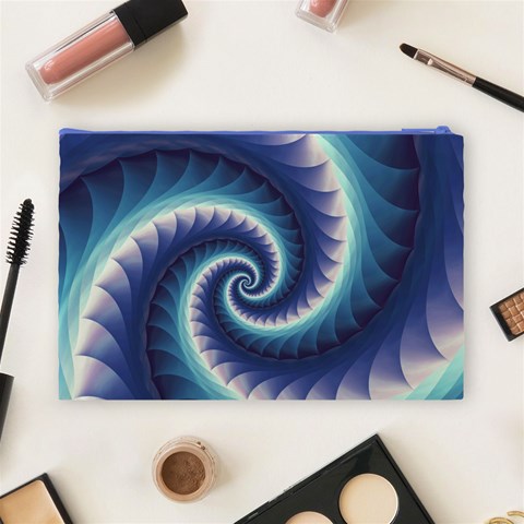 Purple & Aqua Spiral Fractal  Cosmetic Bag (Large) from ArtsNow.com Back