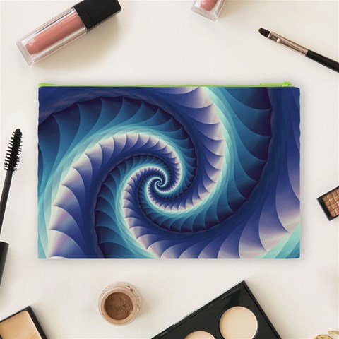 Purple & Aqua Spiral Fractal  Cosmetic Bag (Large) from ArtsNow.com Back