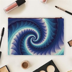 Purple & Aqua Spiral Fractal  Cosmetic Bag (Large) from ArtsNow.com Back