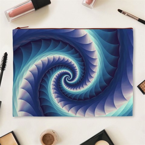 Purple & Aqua Spiral Fractal  Cosmetic Bag (XL) from ArtsNow.com Front