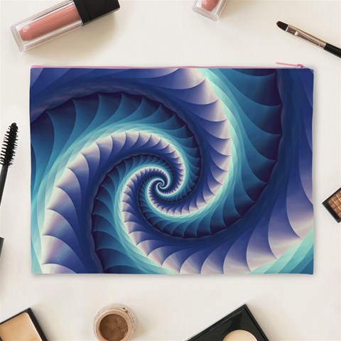 Purple & Aqua Spiral Fractal  Cosmetic Bag (XL) from ArtsNow.com Back