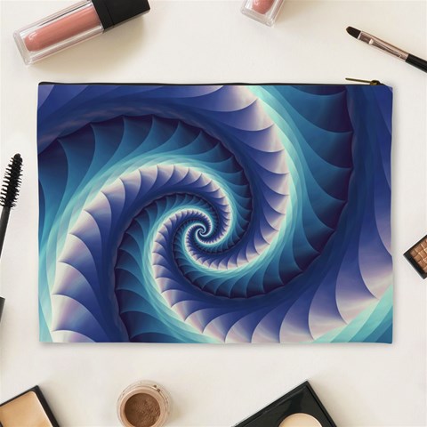 Purple & Aqua Spiral Fractal  Cosmetic Bag (XL) from ArtsNow.com Back