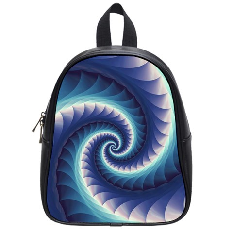 Purple & Aqua Spiral Fractal  School Bag (Small) from ArtsNow.com Front