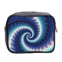 Purple & Aqua Spiral Fractal  Mini Toiletries Bag (Two Sides) from ArtsNow.com Back