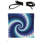 Purple & Aqua Spiral Fractal  Shoulder Sling Bag