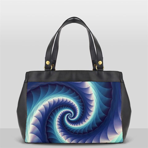 Purple & Aqua Spiral Fractal  Oversize Office Handbag (2 Sides) from ArtsNow.com Front