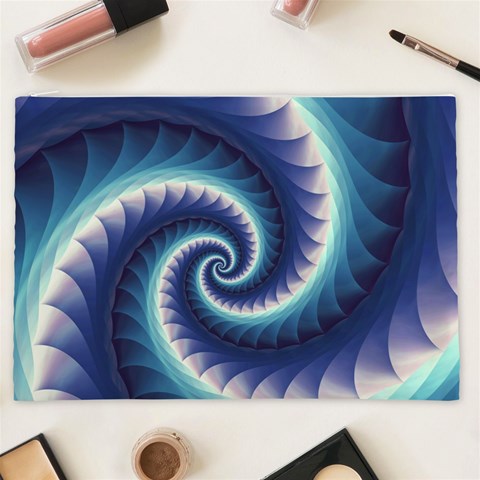 Purple & Aqua Spiral Fractal  Cosmetic Bag (XXL) from ArtsNow.com Front