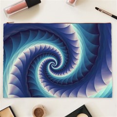 Purple & Aqua Spiral Fractal  Cosmetic Bag (XXL) from ArtsNow.com Front