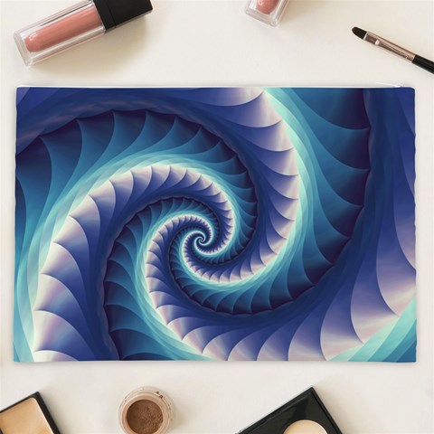 Purple & Aqua Spiral Fractal  Cosmetic Bag (XXL) from ArtsNow.com Back