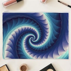 Purple & Aqua Spiral Fractal  Cosmetic Bag (XXXL) from ArtsNow.com Front