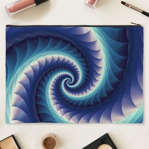 Purple & Aqua Spiral Fractal  Cosmetic Bag (XXXL) from ArtsNow.com Back