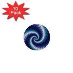 Purple & Aqua Spiral Fractal  1  Mini Button (10 pack) 