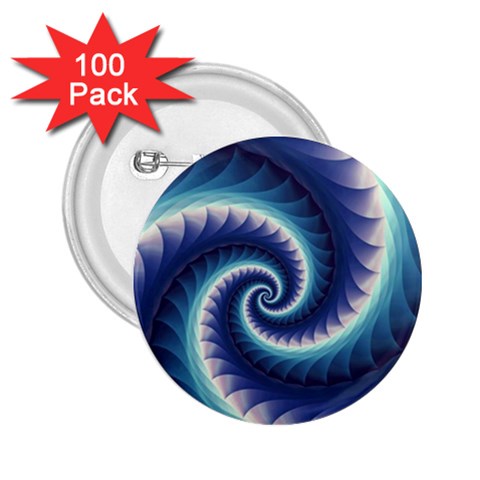 Purple & Aqua Spiral Fractal  2.25  Button (100 pack) from ArtsNow.com Front