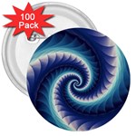 Purple & Aqua Spiral Fractal  3  Button (100 pack)