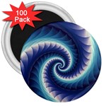 Purple & Aqua Spiral Fractal  3  Magnet (100 pack)