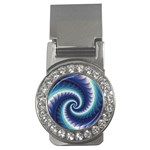 Purple & Aqua Spiral Fractal  Money Clip (CZ)